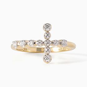 Bright Halo Lab Grown Diamonds 0.19ctw East-West Cross Ring