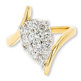 Bright Halo Lab Grown Diamonds 0.70ctw Pavé Pear Cluster Twisted Ring
