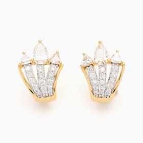 Bright Halo Lab Grown Diamonds 1.33 ctw Pear Cut Claw Earrings, Ste...