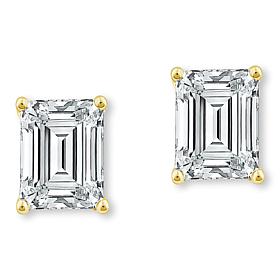 Bright Halo Lab Grown Diamonds 14K Gold 4ctw Emerald-Cut Stud Earrings
