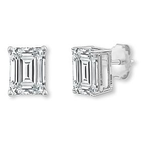 Bright Halo Lab Grown Diamonds 14K Gold 4ctw Emerald-Cut Stud Earrings