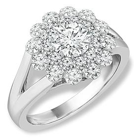 Bright Halo Lab Grown Diamonds 14K White Gold 2ctw Pavé Floral Ring