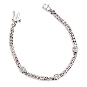 Bright Halo Lab Grown Diamonds 1.50ctw 3-Stone Bezel Bracelet