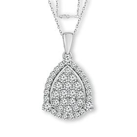 Bright Halo Lab Grown Diamonds 1.51ctw Pear Halo Cluster Pendant