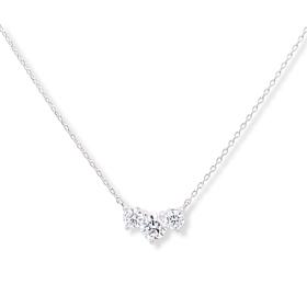 Bright Halo Lab Grown Diamonds 1ctw Three-Stone Drop Necklace