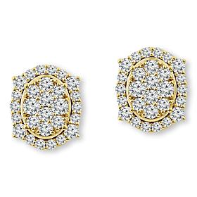 Bright Halo Lab Grown Diamonds 2ctw Oval Cluster Stud Earrings