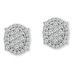 Bright Halo Lab Grown Diamonds 2ctw Oval Cluster Stud Earrings