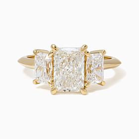 Bright Halo Lab Grown Diamonds 3.00 ctw Emerald Cut Ring, 10k Gold