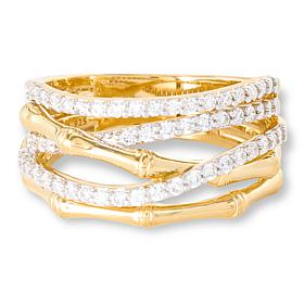 Bright Halo Lab Grown Diamonds .51ctw Five-Row Bamboo Highway Ring