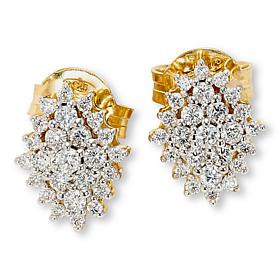 Bright Halo Lab Grown Diamonds .79ctw Lozenge Cluster Stud Earrings