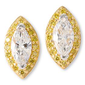 Bright Halo Lab-Grown Diamonds Gold-Plated Marquise-Cut Stud Earrings