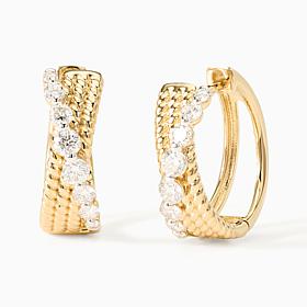 Bright Halo Lab Grown Diamonds Rope Crossover Huggie Hoop Earrings