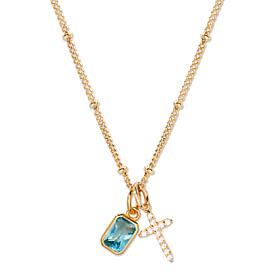 Brook & York Josephine 14K Gold-Plated Cross Birthstone Necklace