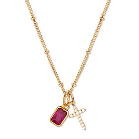 Brook & York Josephine 14K Gold-Plated Cross Birthstone Necklace