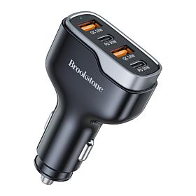 Brookstone 4-Port PD 60W Car Charger - 2 USB-C, 2 USB-A