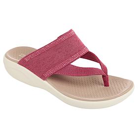 BZees Canvas Bright Thong Wedge Sandal