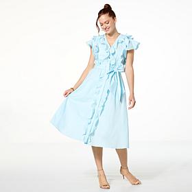 C Wonder Buttoned Ruffled Dress