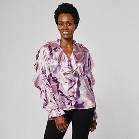 C Wonder Chiffon Drama Ruffle Blouse