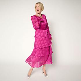 C Wonder Chiffon Faux Wrap Flounce Dress