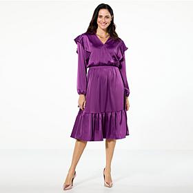 C Wonder Crepe Georgette Ruffle Dress