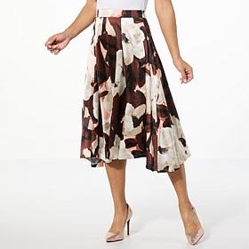 C Wonder Dutchess Satin A-Line Midi Skirt