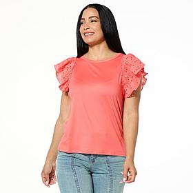 C Wonder Eyelet Sleeve Tee