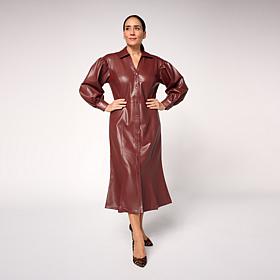 C Wonder Faux Leather Shirtdress