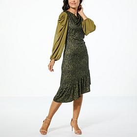 C Wonder Leopard-Print Travel Jersey Midi Dress