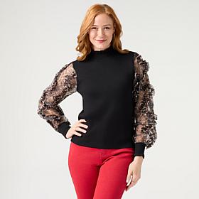 C. Wonder Mock Neck Printed Sleeve Sweater