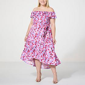 C Wonder On/Off the Shoulder Flounce Dress