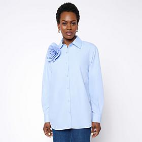 C Wonder Rosette Detail Pleated Shirt