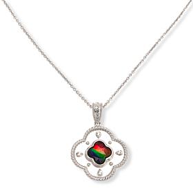 Canadian Ammolite Clover Pendant with White Topaz Accents