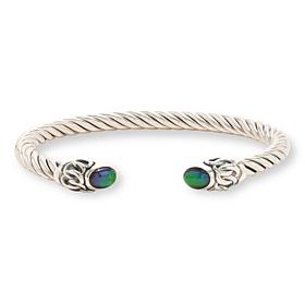 Canadian Ammolite Gems Green Ammolite Sterling Silver Cuff Bracelet