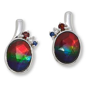 Canadian Ammolite Gems Oval Ammolite and Multigem Earrings