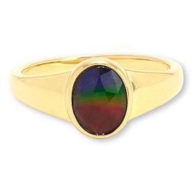 Canadian Ammolite Gems Oval Ammolite Signet Ring 