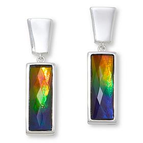 Canadian Ammolite Gems Rectangular Ammolite Drop Earrings