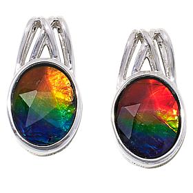 Canadian Ammolite Gems Sterling Silver Oval Ammolite Earrings