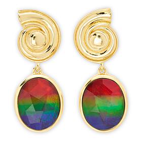 Canadian Ammolite Gems Sterling Silver Statement Dangle Earrings