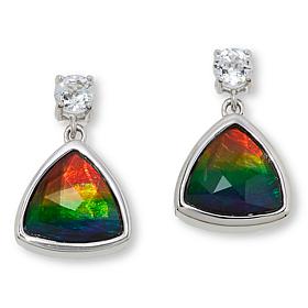 Canadian Ammolite Gems Trilliant-Cut Ammolite and White Topaz Earrings