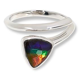 Canadian Ammolite Gems Trilliant-Cut Ammolite Bypass Ring