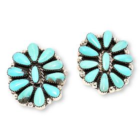 Chaco Canyon Campitos Turquoise Sterling Silver Cluster Earrings
