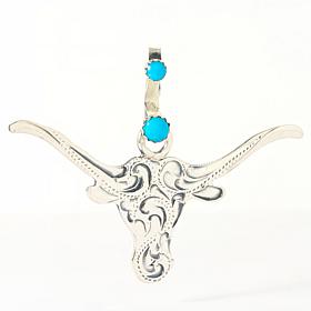 Chaco Canyon Campitos Turquoise Sterling Silver Cow Skull Charm