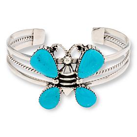 Chaco Canyon Kingman Turquoise Butterfly-Design Cuff Bracelet