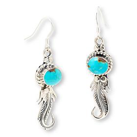 Chaco Canyon Kingman Turquoise Concho Feather Drop Earrings