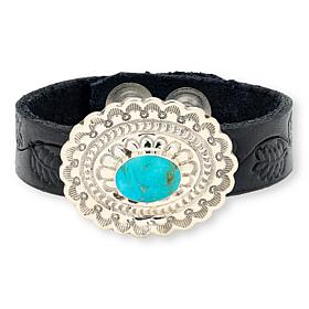 Chaco Canyon Kingman Turquoise Leather Strap Bracelet 