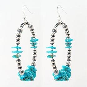 Chaco Canyon "Navajo Pearl" & Kingman Turquoise Hoop Earrings