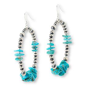 Chaco Canyon "Navajo Pearl" & Kingman Turquoise Hoop Earrings