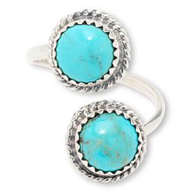 Chaco Canyon Sleeping Beauty Turquoise Double Circle Adjustable Ring