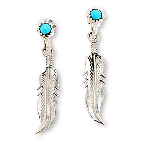 Chaco Canyon Sleeping Beauty Turquoise Feather Earrings