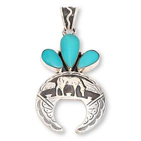 Chaco Canyon Sterling Silver Campitos Turquoise Naja Pendant